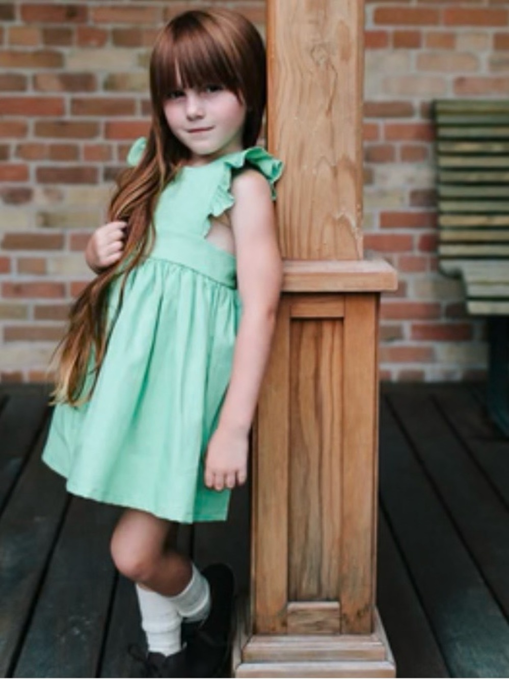 Wren & James Girls' Ruffle Strap Pinafore-Style Dress